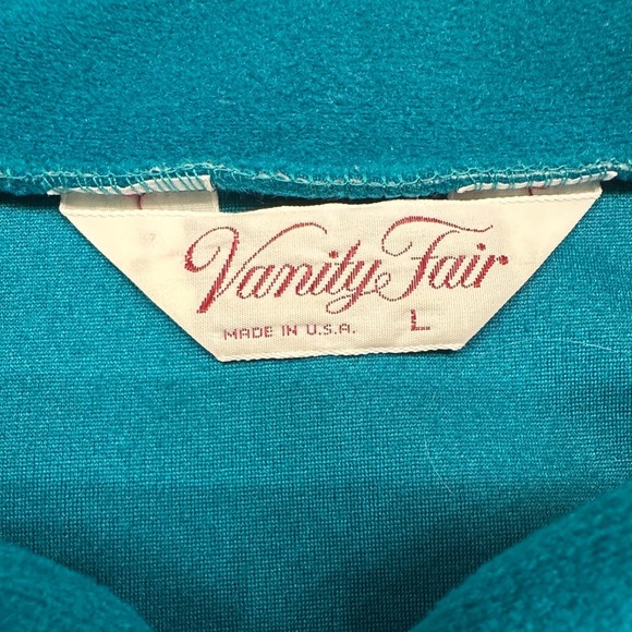 Vintage Vanity Fair Housecoat Robe Women's L Quilted Yoke Teal Green Grannycore - Picture 5 of 6